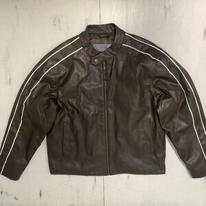 Men's Brown Leather Jacket Size Large